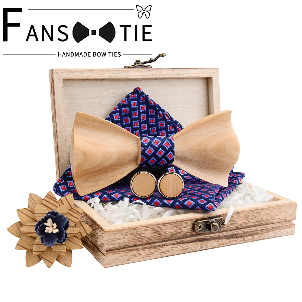 3D твердые деревянные галстуки бабочки для мужчин Свадебный деревянный галстук