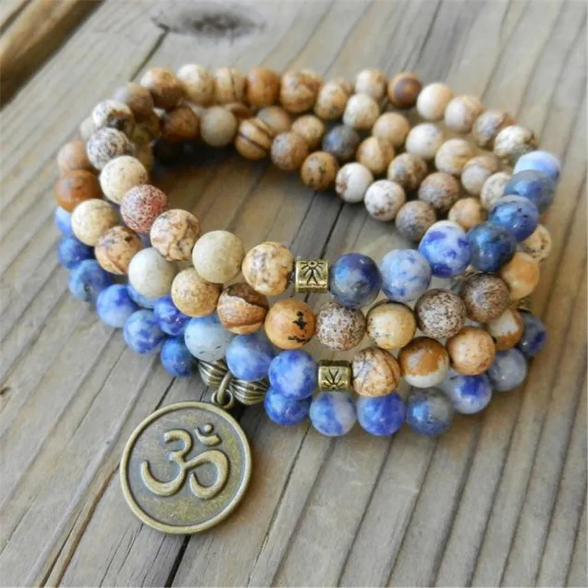 6 мм кальдалитовый камень с рисунком 108 бусины драгоценный мала ожерелье из