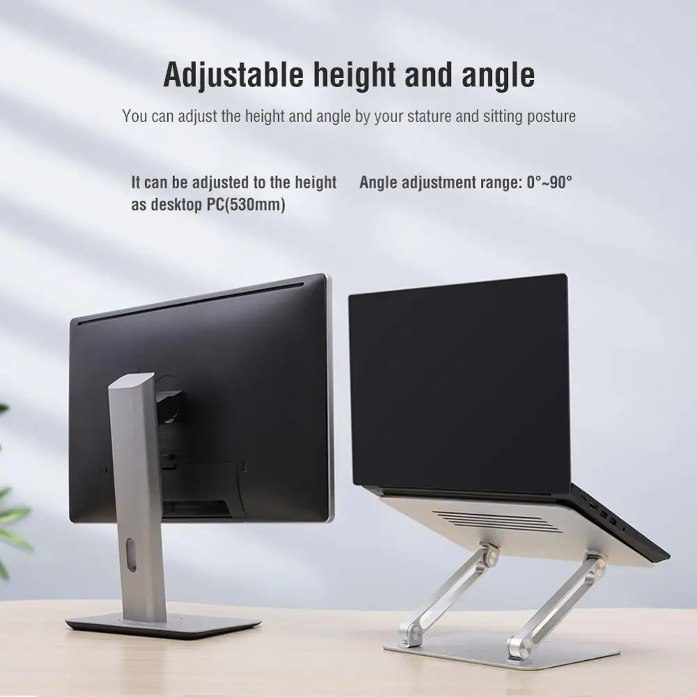 NILLKIN Aluminum Alloy Laptop Holder ,Foldable Multi-Angle Laptop Stand Adjustable Laptop Cooling Stand Notebook Stand