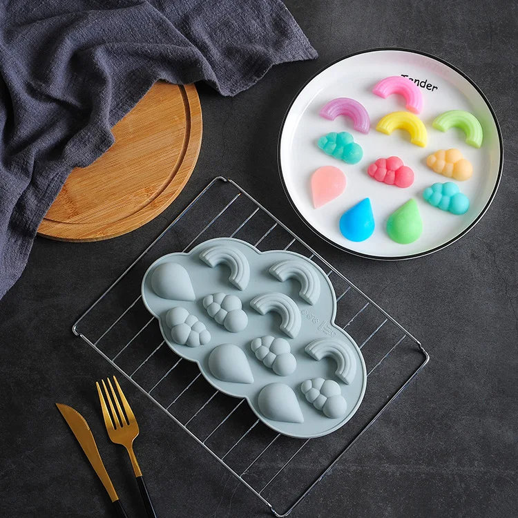 Spot Rainbow Cloud Raindrops Silicone Cake Mold Baking Tools Chocolate Ice Cube Candy Pudding Tray DIY | Дом и сад