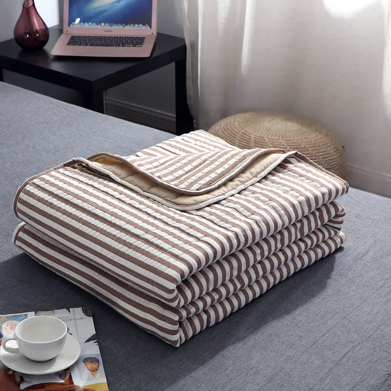 coffee stripe Soft Summer Quilt Breathable Throw Airplane Blankets Office Sofa Bedding Comforter Bed Cover Student Bedspread - Цвет: coffee stripe