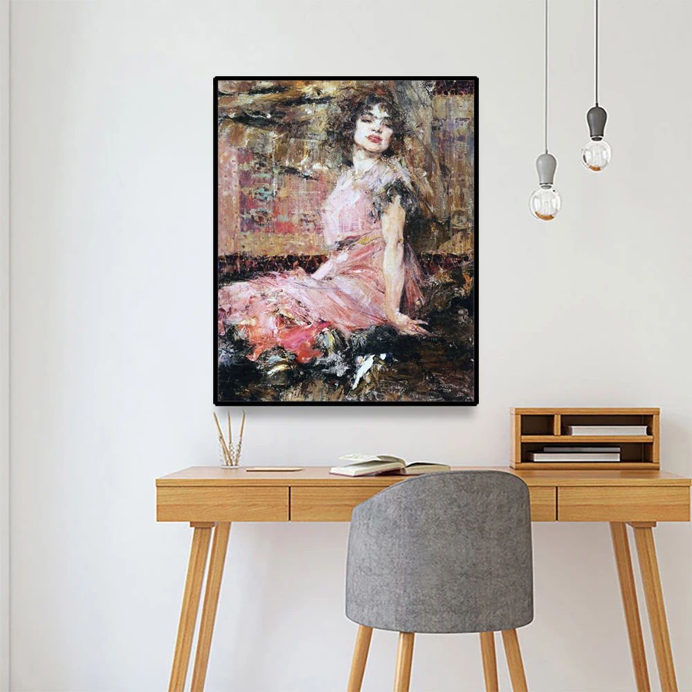 Cassisy холст искусство картина маслом Nicolai Fechin Lady леди в розовом Artwork художественное