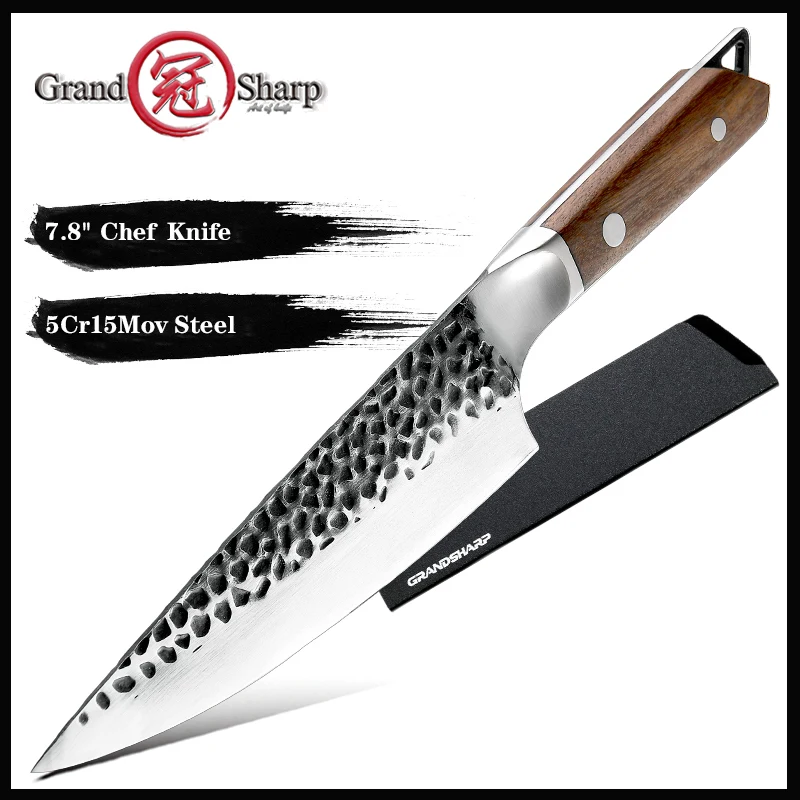 

Grandsharp 7.8'' Professional Chinese Handmade Chef Knife Forged Stainless Steel Butcher Kitchen Knife Vegetable Cutter Slicer