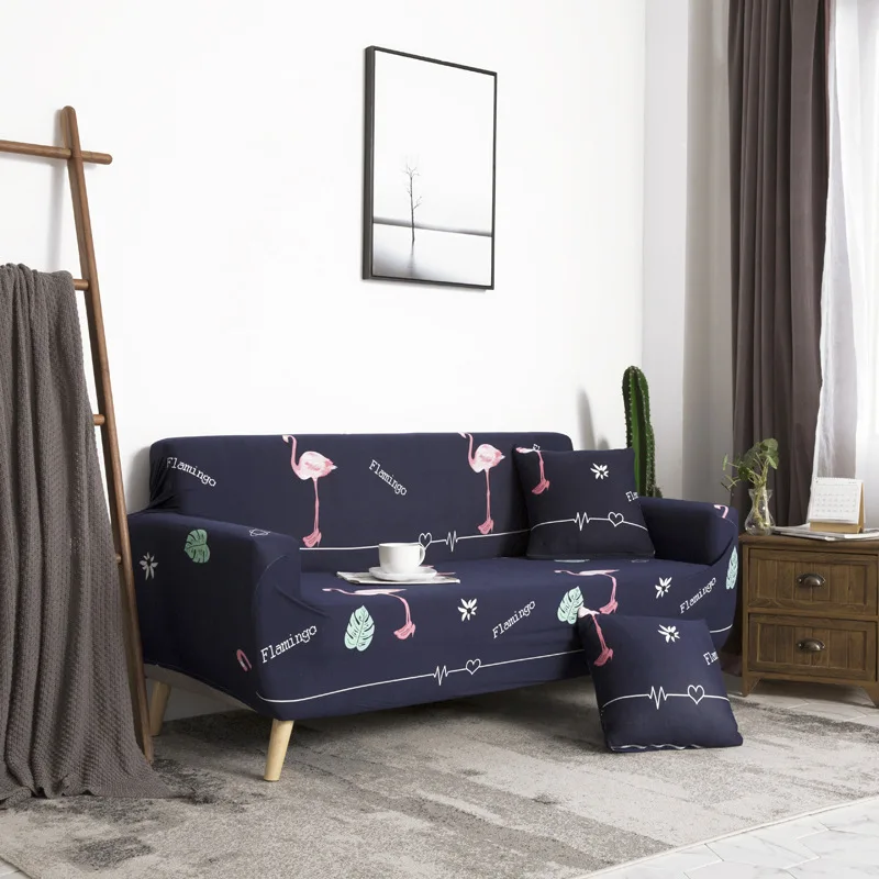 Чехол для дивана универсальный натяжной с принтом на 2-х местную диванную подушку