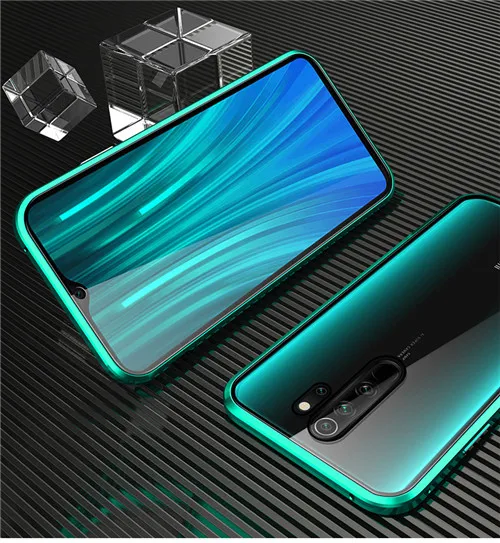 Зеленый 360 Полный Магнитный чехол для телефона красный mi Note 8 8 Pro 7 K20 Pro двойной стеклянный чехол металлический бампер для Xiao mi CC9 mi 9 SE F1 MAX3 6X чехол - Цвет: Зеленый