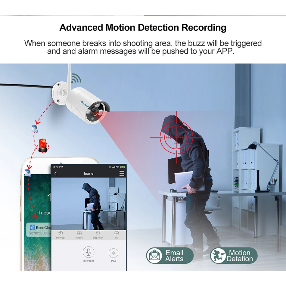 Камера видеонаблюдения Techage H.265 8 каналов беспроводная водонепроницаемая 2 МП IP NVR