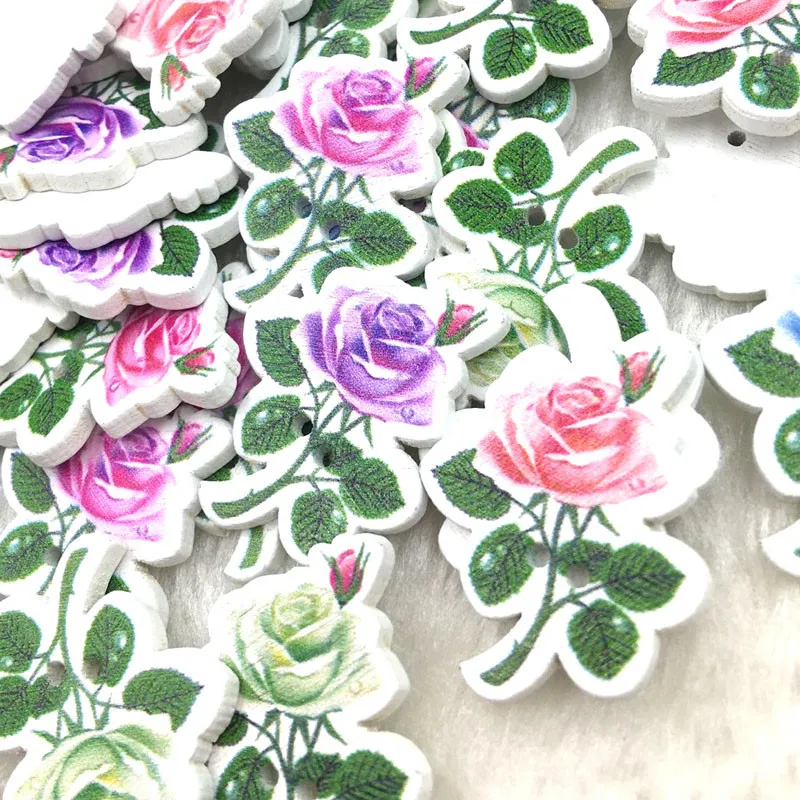 50 шт. Цветочная модная необычная объемная Смешанная деревянная пуговица для