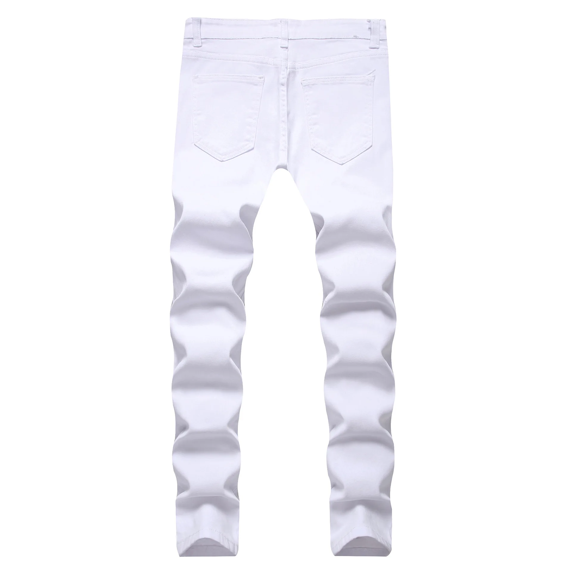 

Wimilous Men's Jeans Trendy Pure Color Casual Men Skinny Trousers Stretch Pants