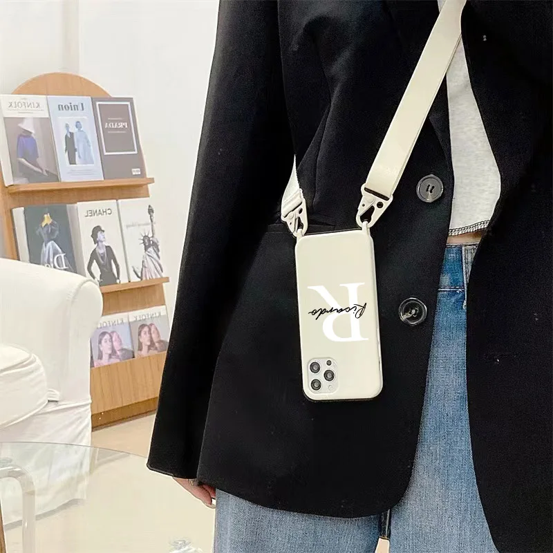 

Customize Name Logo TPU case with Sling for iphone 14 pro 12 13 11 Pro Max 7 8 6 Plus XR XS 12 13mini Cases Soft Personal Design