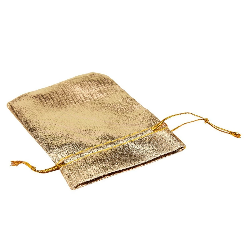 

50Pcs Gold Foil Organza Bag Candy Gift Bags 7X9cm with 40Pcs Burlap Bags with Drawstring, 13X10cm