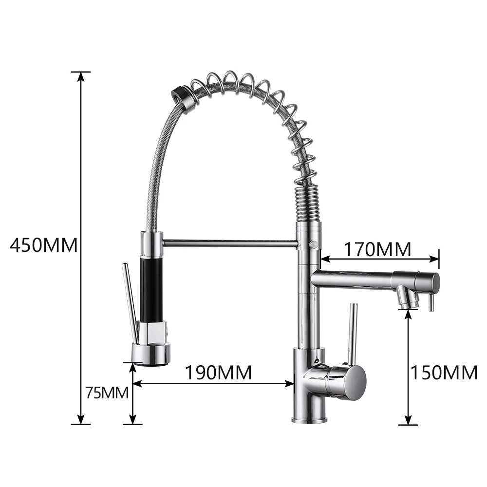 Кухонный кран выдвижной пружинный смеситель для горячей и холодной воды