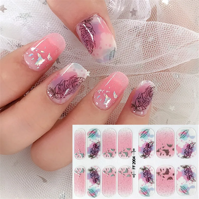 

1pc бронзового цвета Блестки для ногтей Стикеры аппарат для крепления на гвоздях и искусства ногтей советы лист наклейка в виде перьев оберт...