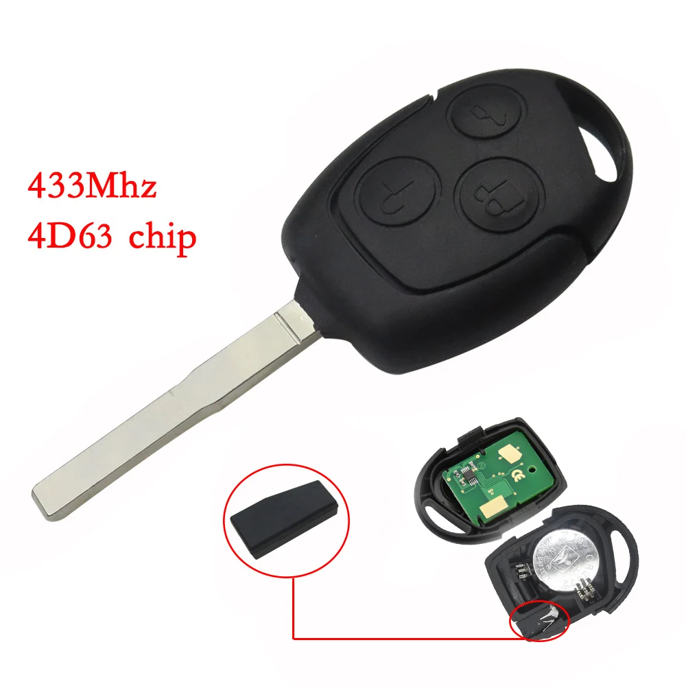 OkeyTech 3 кнопки дистанционный Автомобильный ключ 433 МГц для Ford Mondeo Focus Fiesta Fusion Galaxy C Max