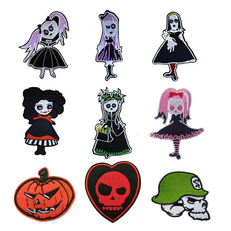 20 шт. вышитая нашивка с черепом зомби для девочек Джек-о-фонарик тыква джинсовая