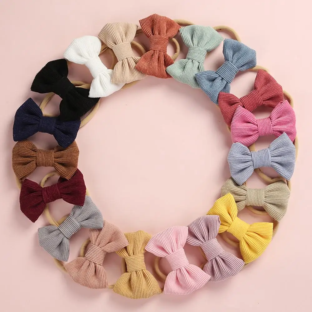 

19Pcs Baby Headband Bow Headbands For Girl Children Corduroy Head Band Thin Nylon Hairband Newborn Kids Toddler Hair Accessories
