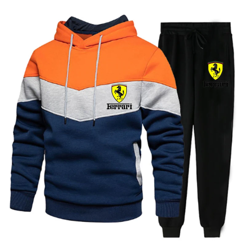 

2021 Brand Sportswear Men's Fashion Hoodie Men's Sweater Set + Sports Pants Spring and Autumn Hooded Pullover Two-piece Set