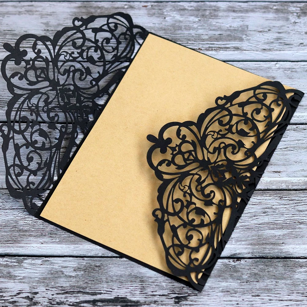 8 Sets Halloween Invitation Card Set Eid Cards Hollow Out Letter Birthday Party Wedding Business (Black) | Дом и сад