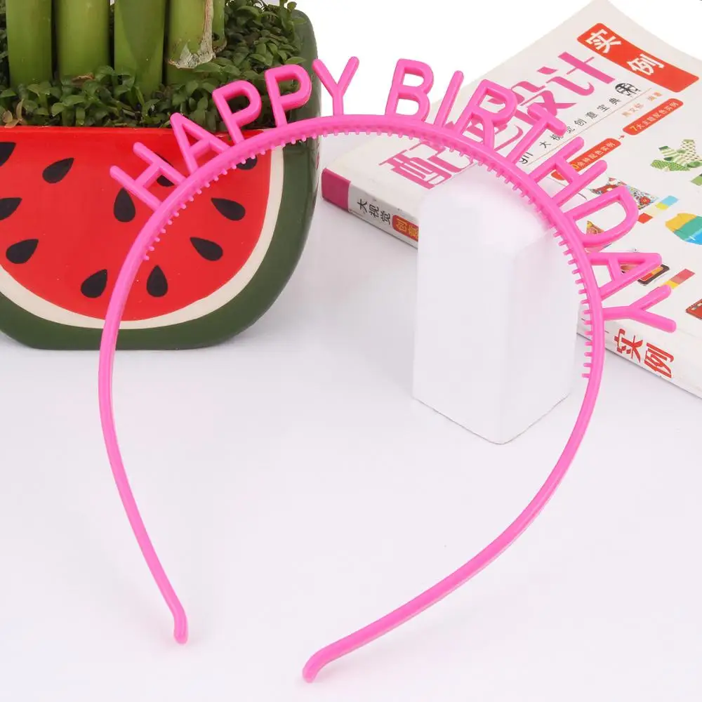 

Happy Birthday Headbands Kids Women Plastic Headwear Candy Colored Headdress Children Hairband Headpieces Hair Accessories