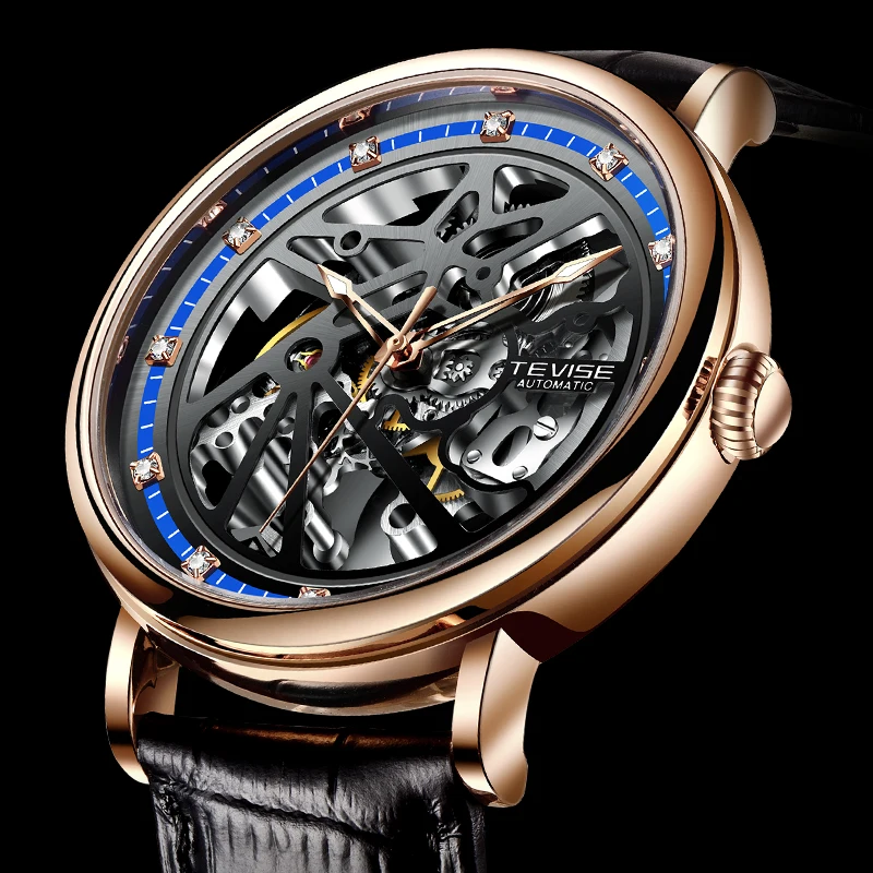 

2021 TEVISE Men Wrist Watch Tourbillon Automatic Mechanical Watch Top Brand Luxury Leather Sport Watches Mens Relogio Masculino