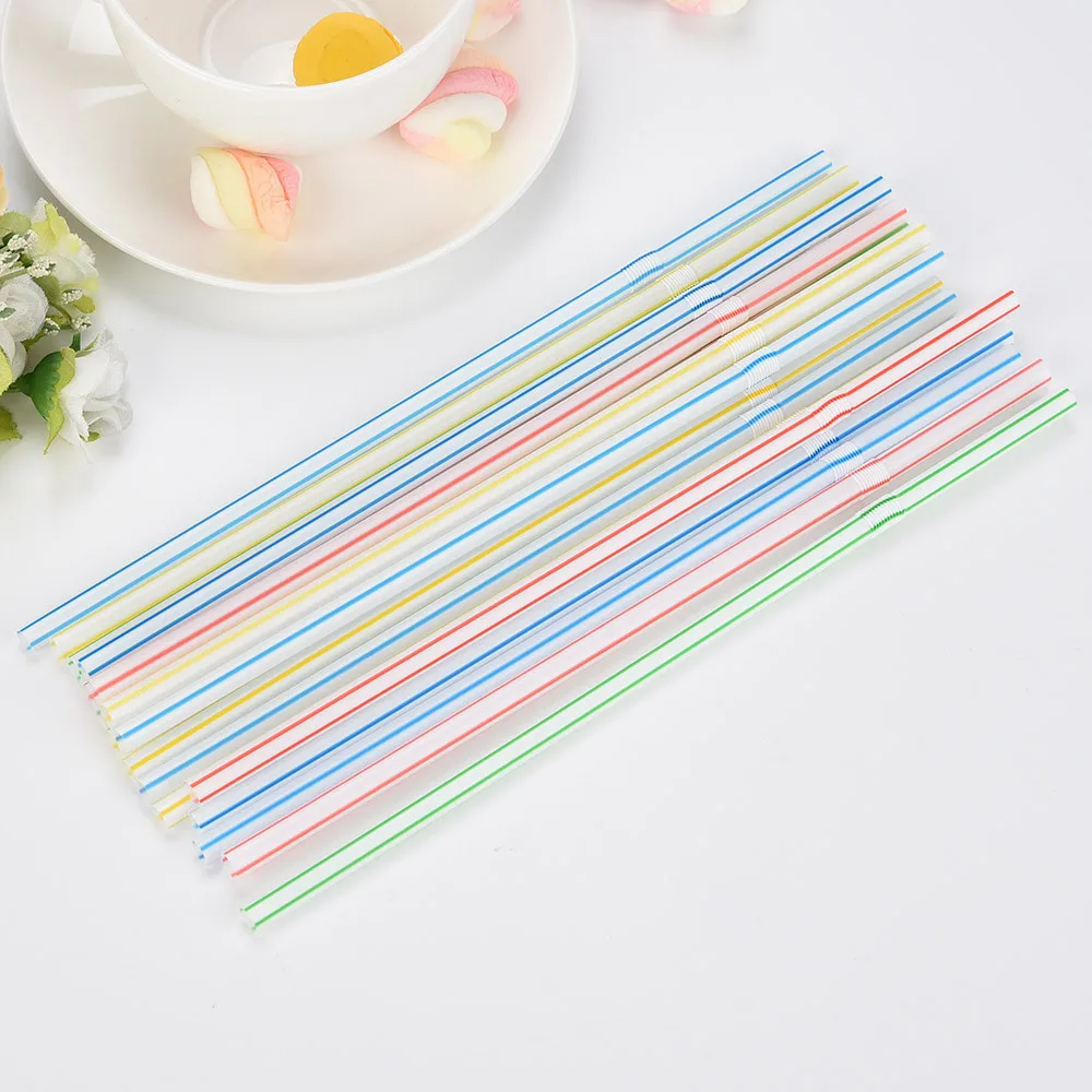 

100Pcs Colorful Separately Paper Packed Milk Tea Long Flexible Drinking Straws Independent Paper Bags For Milk Tea Drink Straws