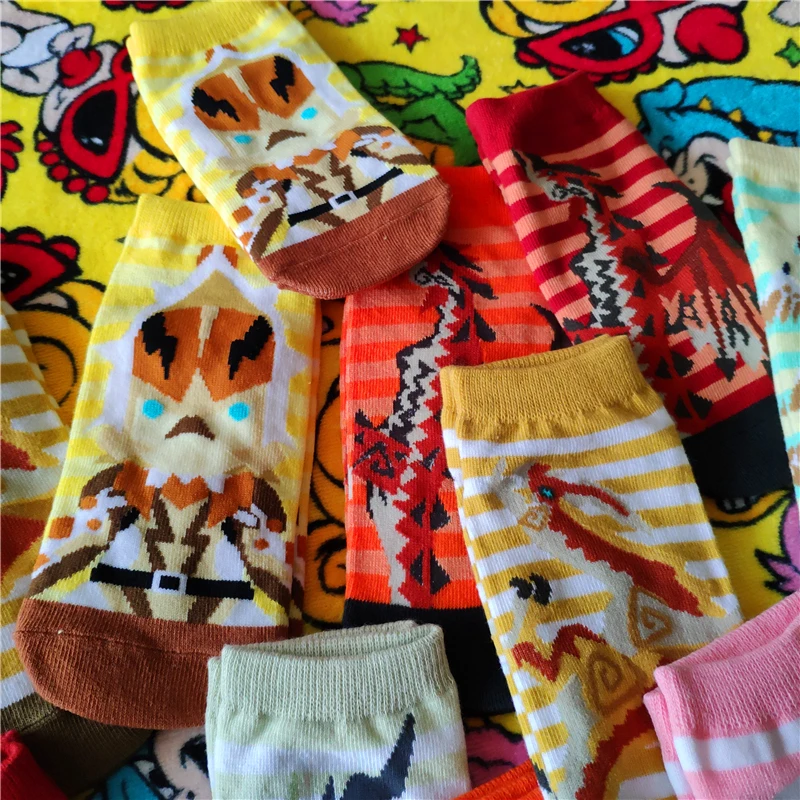 

Cartoon Women Socks Anime Monster Hunter Cos Short Socks Cotton Funny Novelty Sock