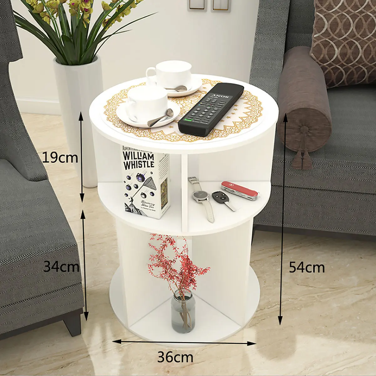 

Modern Simple Round Coffee Table Home Nightstand Storage Cabinet Sofa side Table Bedside Table Bedroom Living Room Furniture