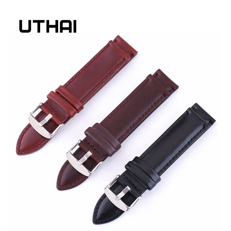 UTHAI P03 20 мм Телячья Натуральная кожа ремешок для часов с крокодиловым покрытием