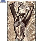 Алмазная 5D картина в скандинавском стиле с изображением сексуальной Африканской девушки Стразы, алмазная живопись, полноразмерная мозаика, Декор для дома