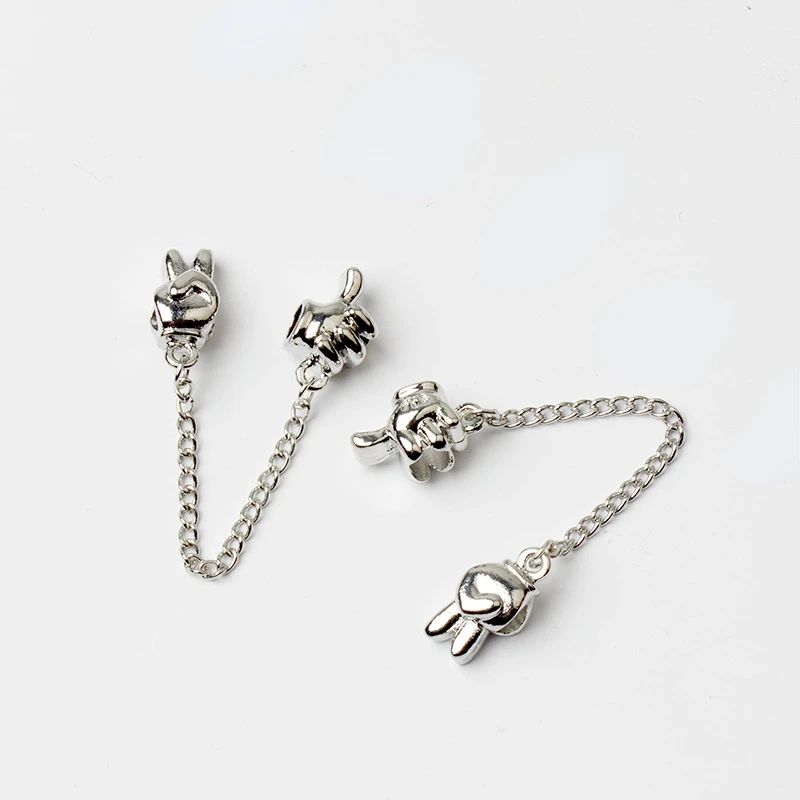 

925 Sterling Silver Heart Safety Chain Charms Beads Fits Original Brand Charm Bracelet DIY Jewelry Making