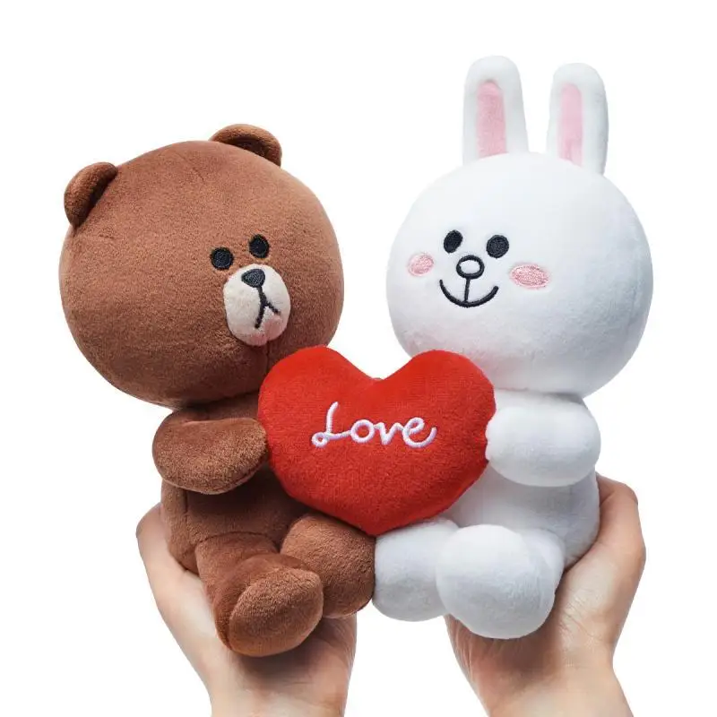Kawaii Line Friends Brown Bear Plush Toys Stuffed Cony Rabbit Doll Couple Peluche Valentine's Day Gift for Girl | Игрушки и хобби