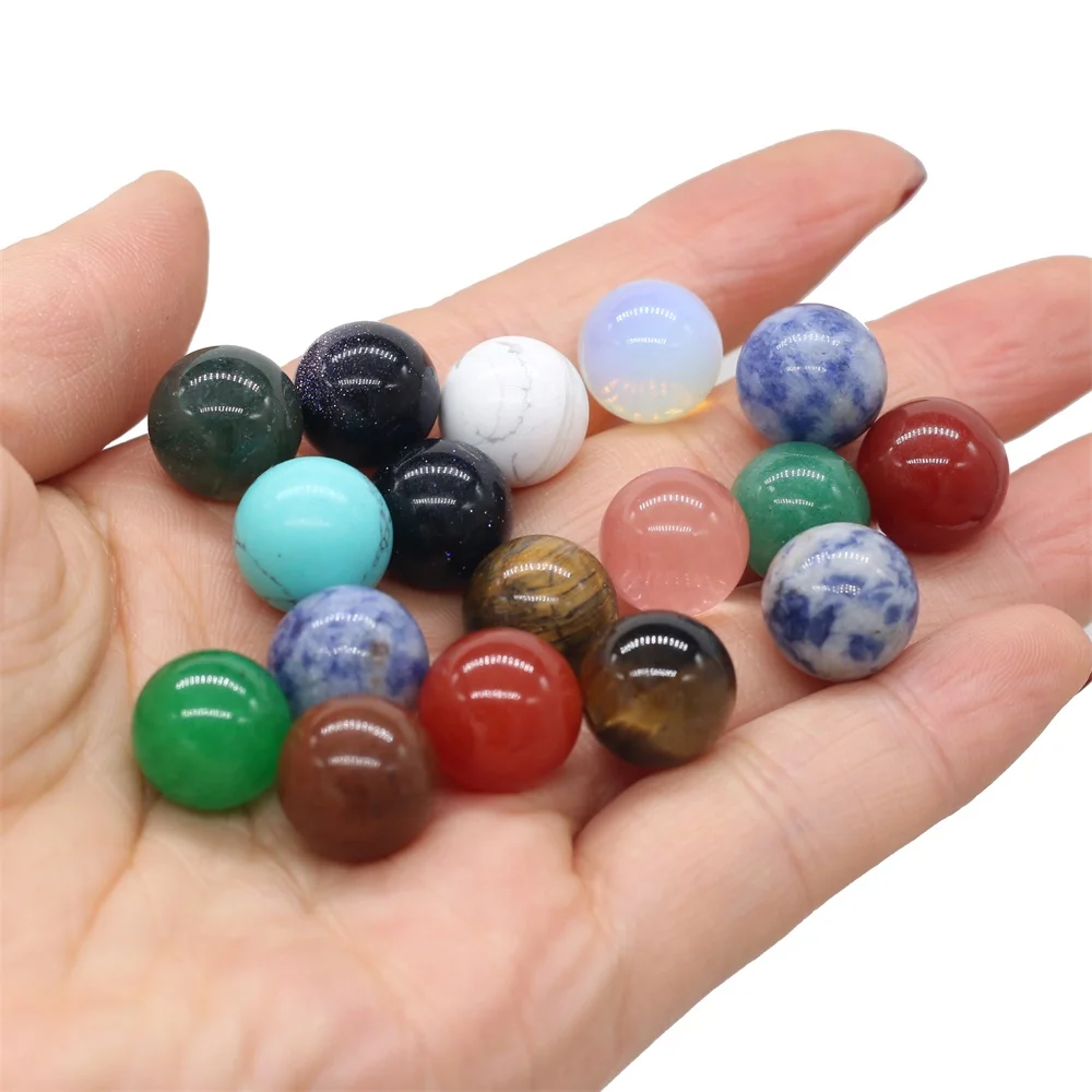 

Natural Stone Non-porous Round Bead Amethyst Topaz Gem Marbles Kids Toy Collection Ornaments Fish Tank Loose Beads