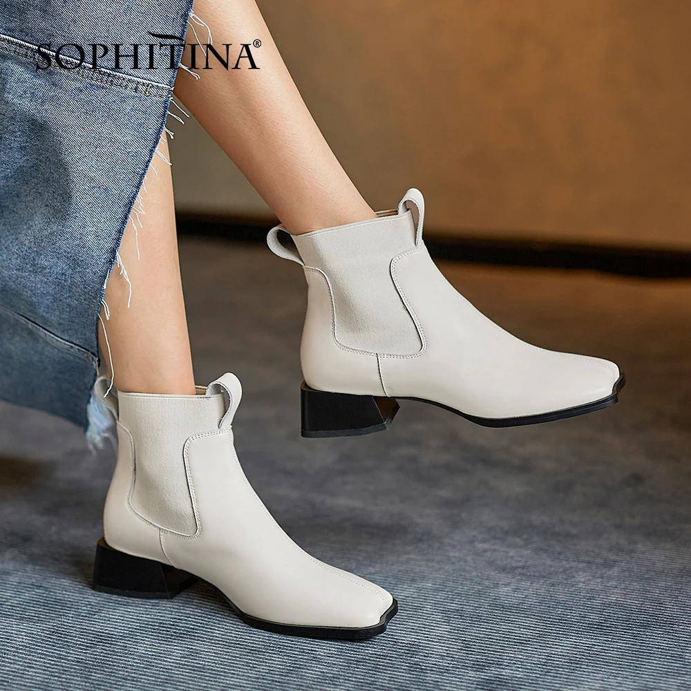 

Женские ботинки челси SOPHITINA, Классические повседневные ботинки из натуральной кожи ручной работы, весна-осень, WO299