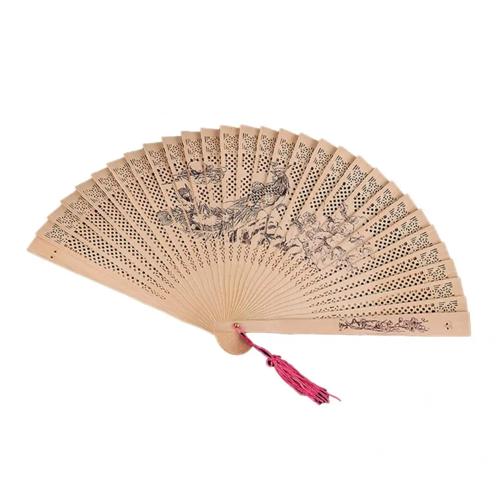 

Sturdy Beautiful Dance Performance Folding Hand Fan Hollow Hand Fan Vintage for Home