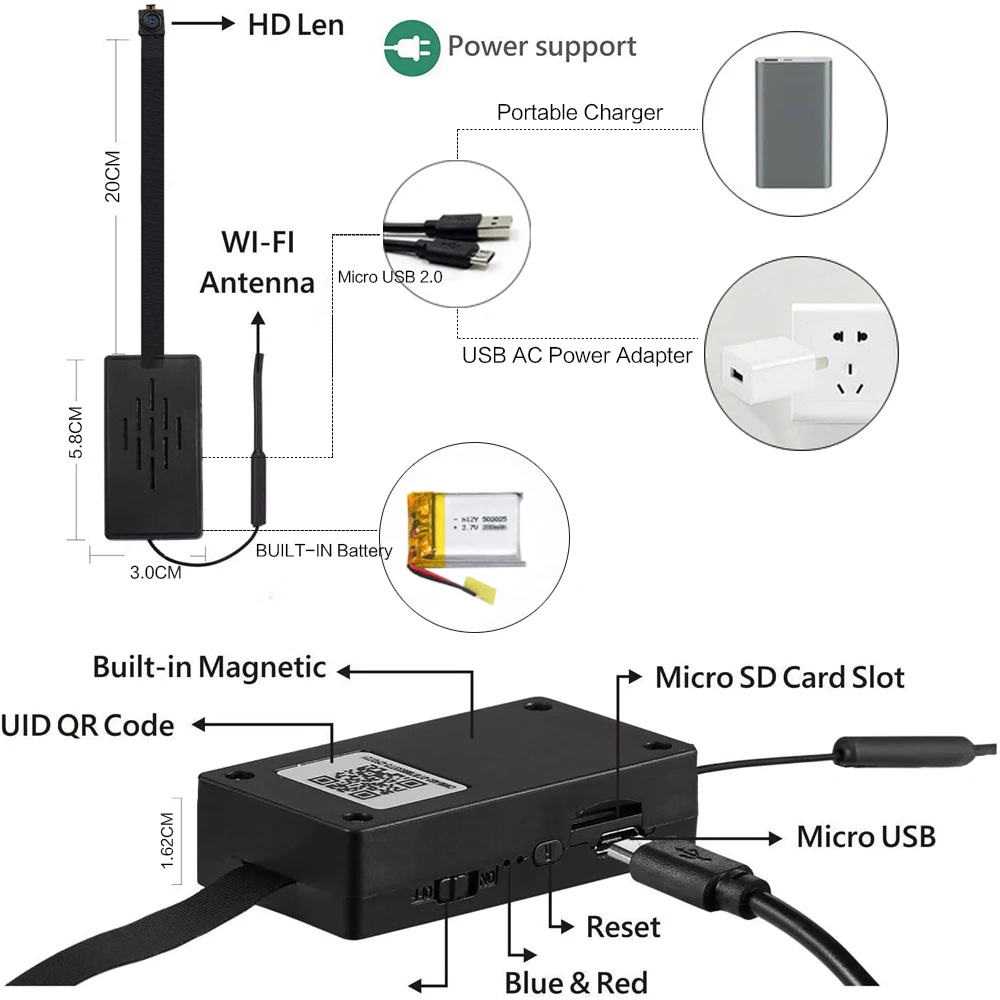 

HD 1080P WiFi IP Mini Camera Video Recorder Real-time Home security Micro Camcorder DIY Module Motion remote contro Hidden TF