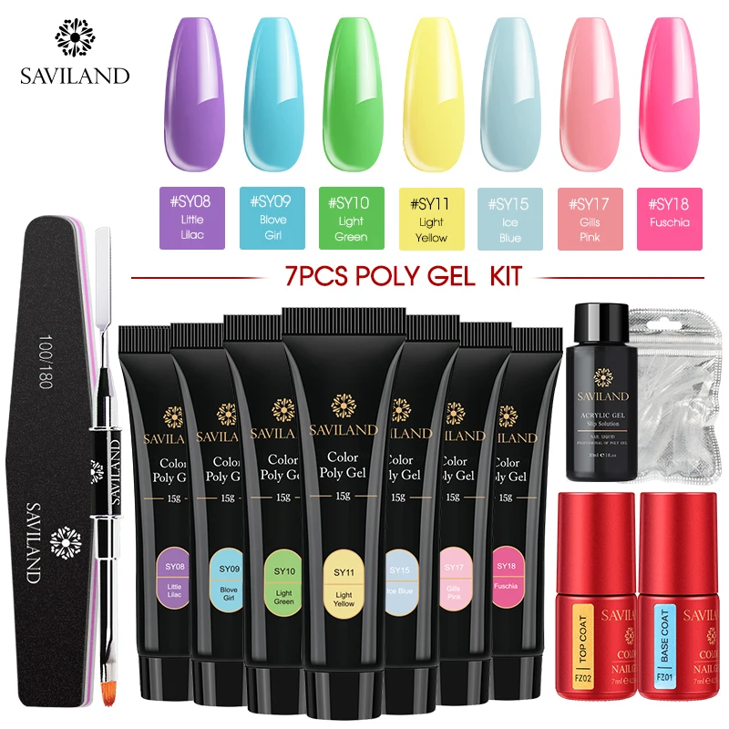 SAVILAND 15 мл поли набор гелей для ногтей гель лак быстрое твердое наращивание