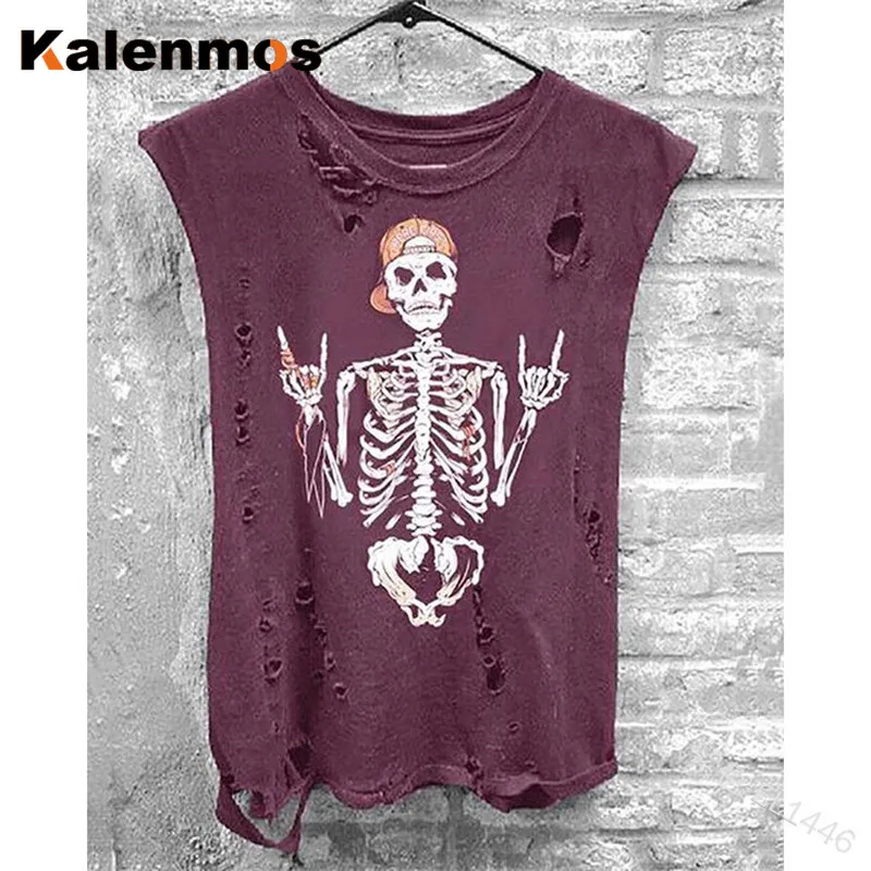Женская футболка без рукавов с принтом черепа | одежда