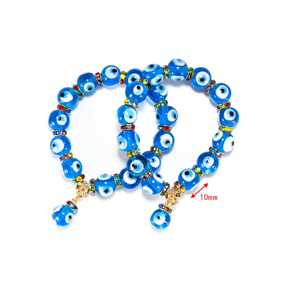 Стеклянные синие круглые бусины от сглаза Бусины браслет для женщин и мужчин
