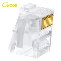 cncob rj45 cat5e ends utp flat network cable connector 8p8c modular ethernet rj 45 short body crystal head 50pcs