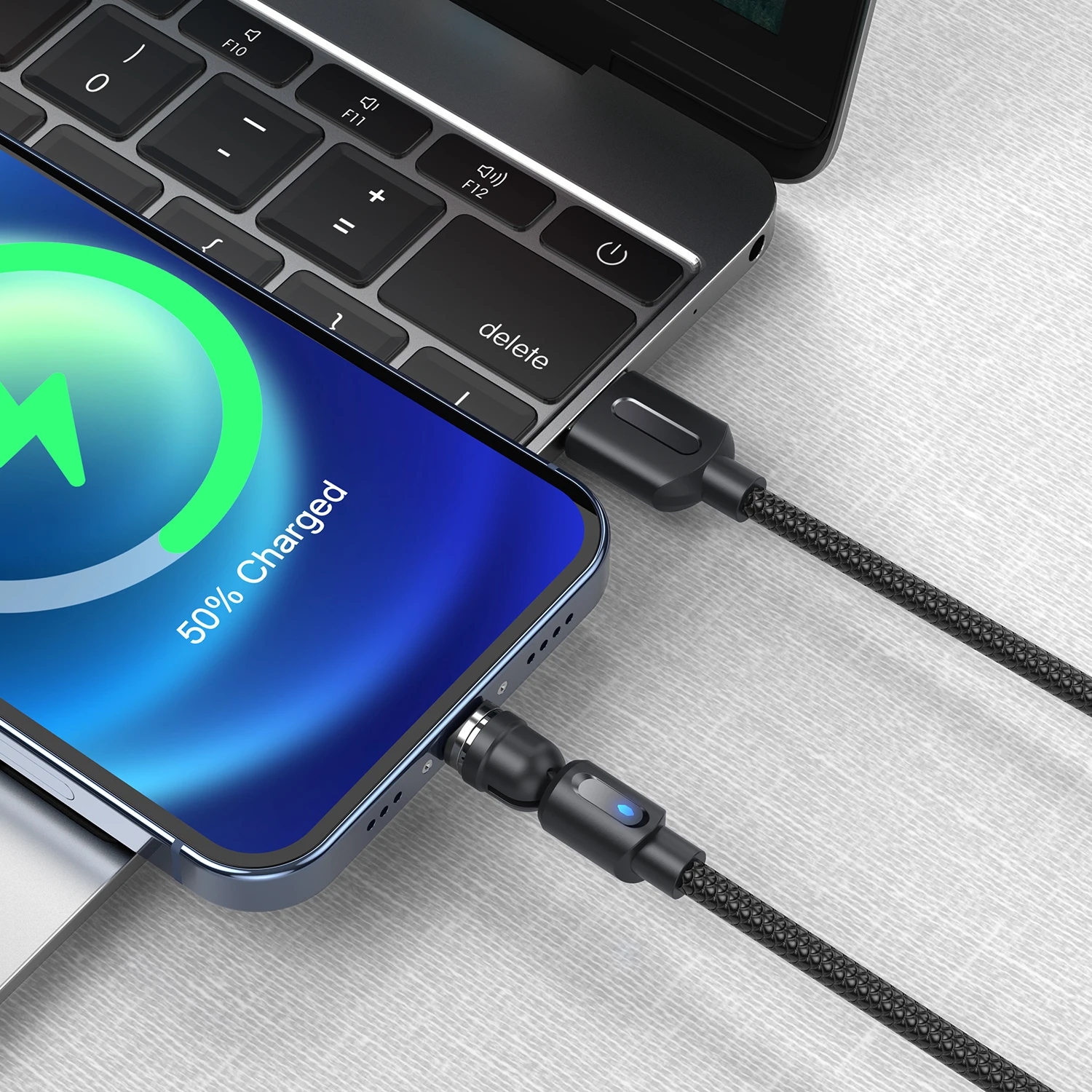 Магнитный кабель GTWIN Micro USB/Type-C вращающийся на 540 градусов для быстрой зарядки iPhone