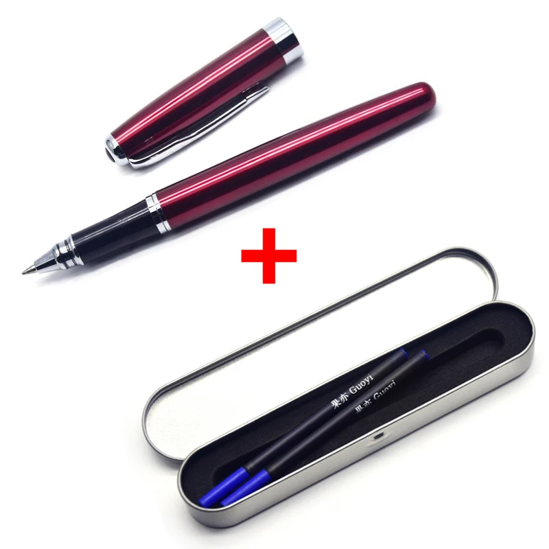 Red box-Blue ink CCCAGYA A201 китайский стиль многоцветный металлический корпус гелевая ручка. Канцелярские принадлежности для офиса и школы, 0,5 мм наконечник для письма металлические подарки ручка - Цвет: Red box-Blue ink