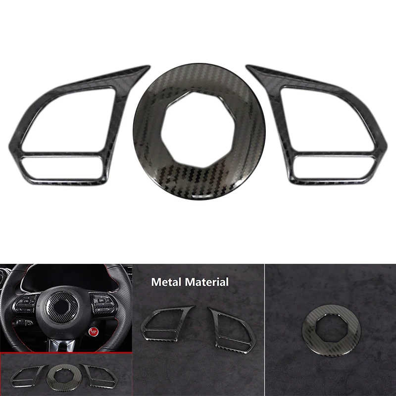 

Car Metal Carbon Fiber Steering Wheel Cover Trim Decoration Frame for MG ZS EV HS MG6 MG5 EZS 2018-2021 Accessories