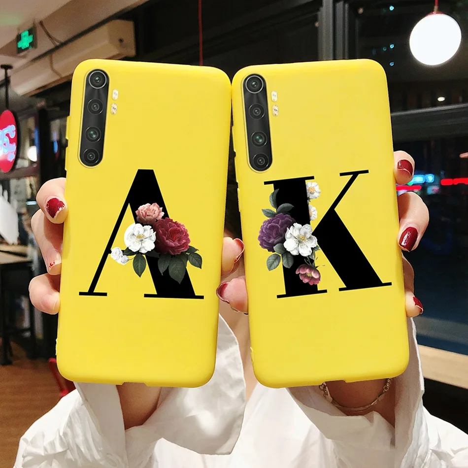 

Mi Note 10 Lite Shockproof Matte Case For Xiaomi Mi Note 10 Lite Custom Name Gold Letter Silicon Phone Case Back Protector Cover
