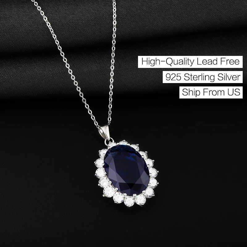 GemStoneKing 13 00 Ct ОВАЛЬНЫЙ синий сапфир 925 стерлингового серебра женщин кулон ожерелье