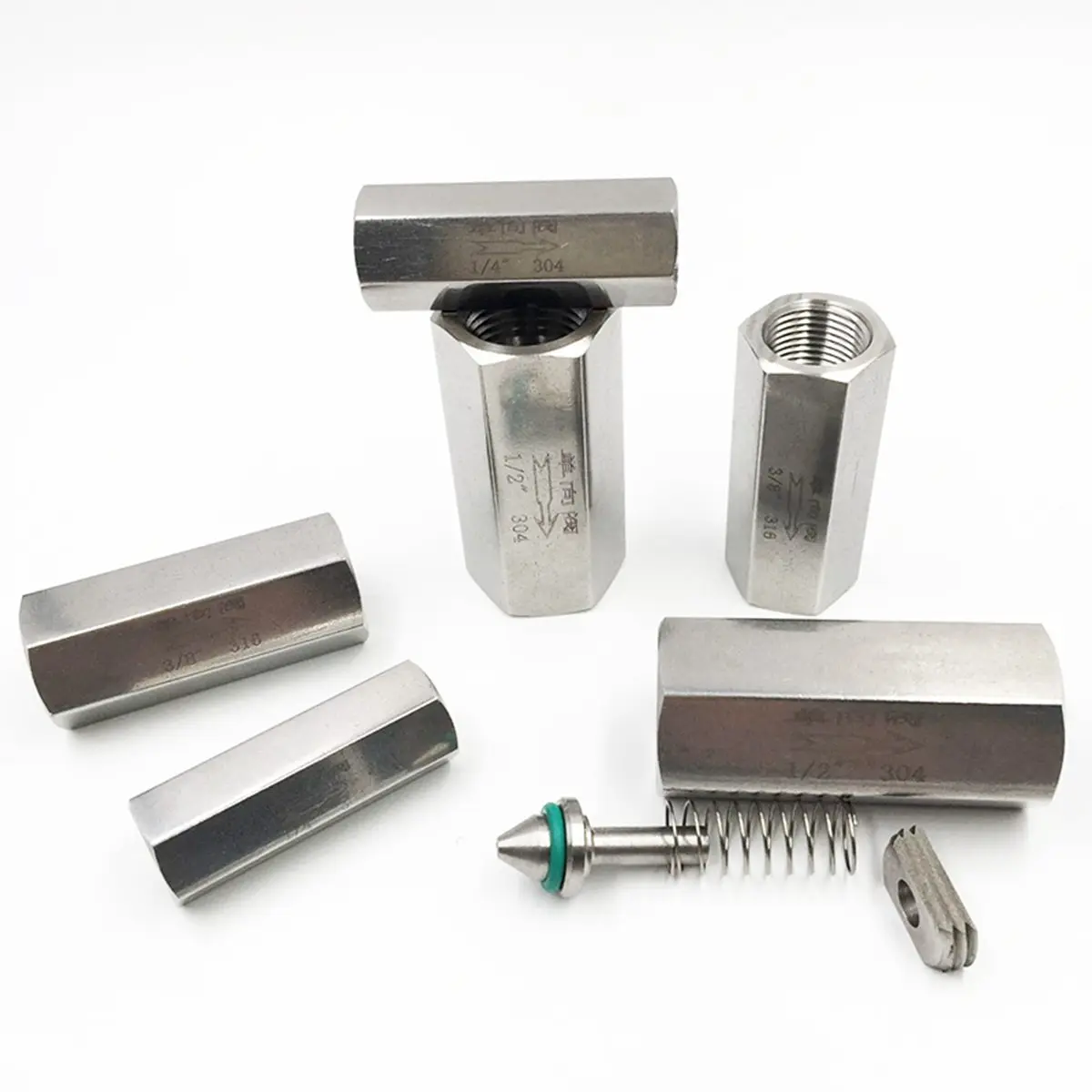 Односторонний невозвратный пружинный клапан 1/8 дюйма 1/4 3/8 1/2 3/4 BSP мама 304/316 из