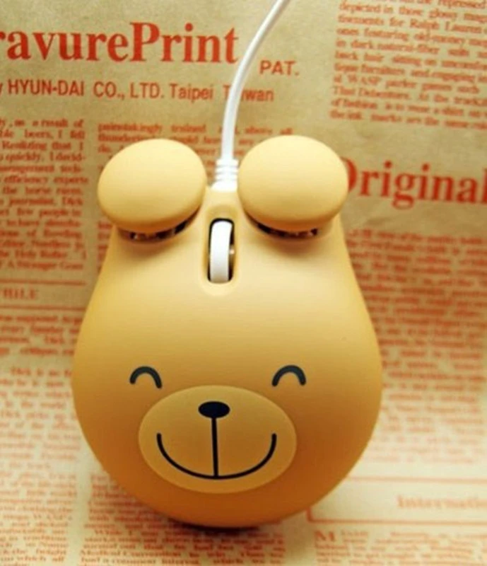 

Brown Bear Shaped Wired Mice Portable Corded Optical Gaming Mouse 1000DPI for Business Travel Office Home School Gift