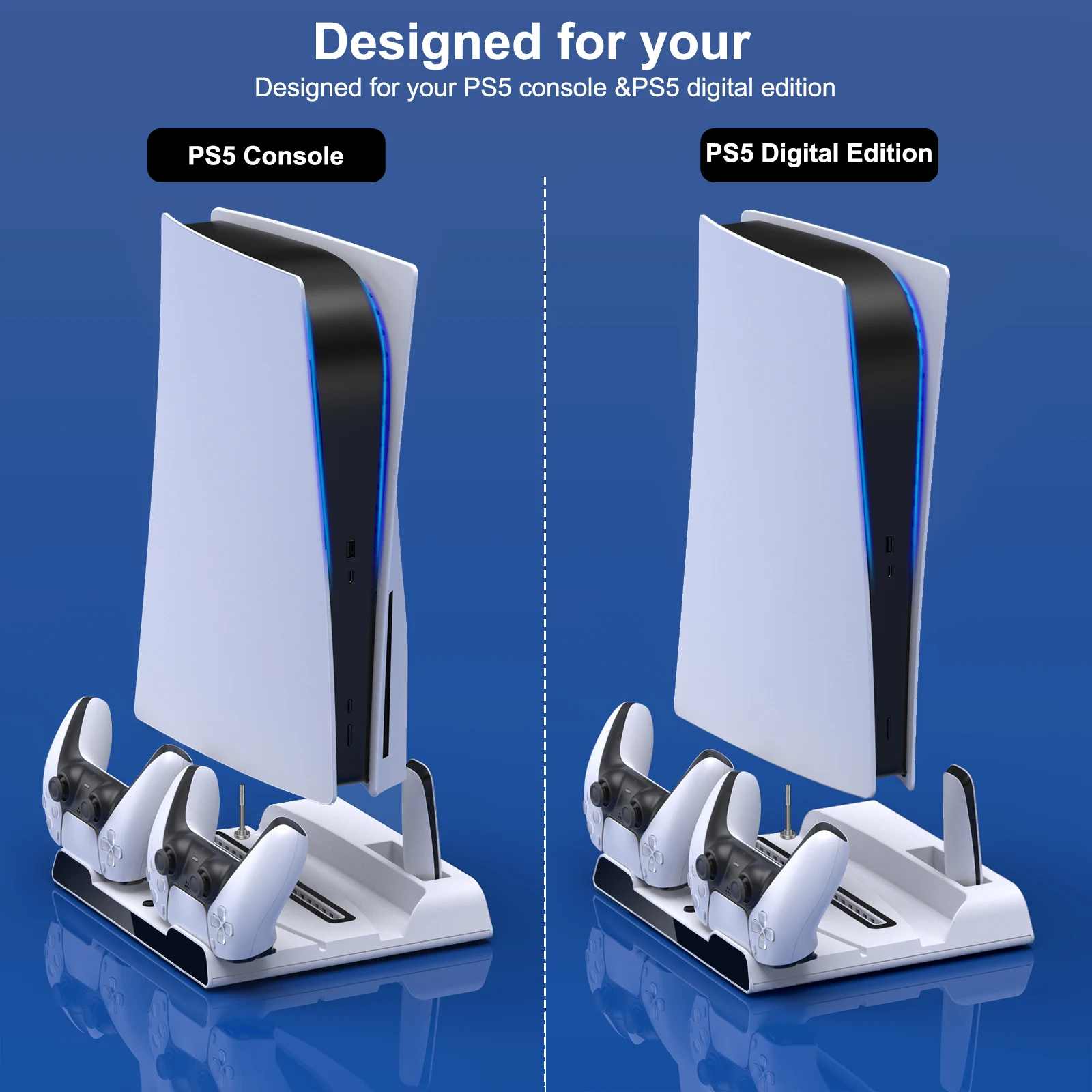 for ps5 console charger cooling vertical stand with 2 cooling fans fast charging station for sony playstation 5 discdigital free global shipping