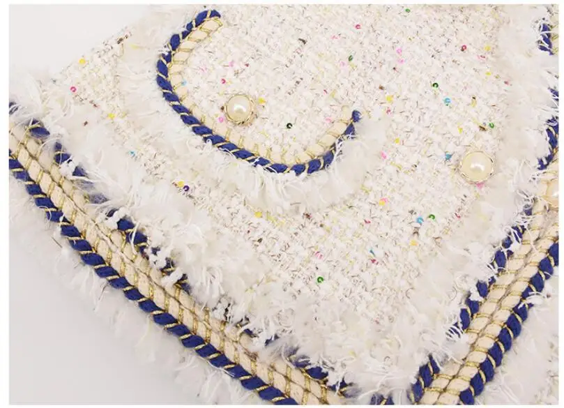 

2020 Fringe Tassel Tweed Jacket Women Elegant Runway Wool Blazer Pockets Luxury Brand Designer Autumn Winter Warm Woolen Coat