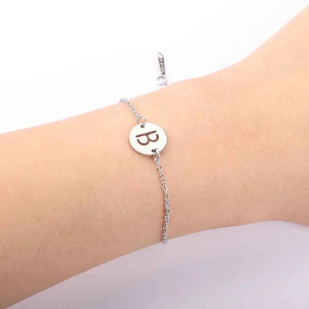 Сказочный настоящая нержавеющая сталь A-Z начальное название очаровательный браслет с буквой для Для женщин женский никогда не ювелирные изделия tarnish Браслеты - Окраска металла: B
