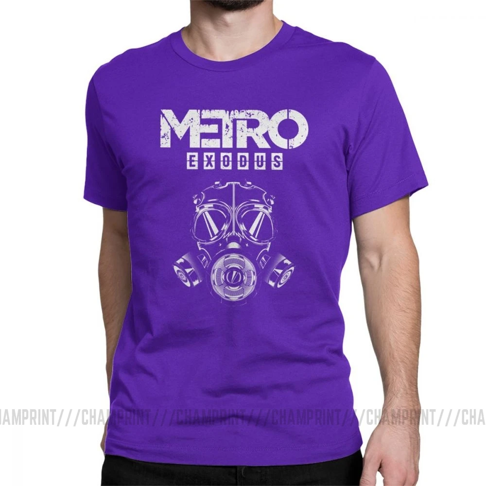 Мужская футболка Metro Exodus, футболки, противогаз, токсичные игры, игры Artyom Haunter, футболки с короткими рукавами, круглый вырез, одежда из чистого хлопка - Цвет: Фиолетовый