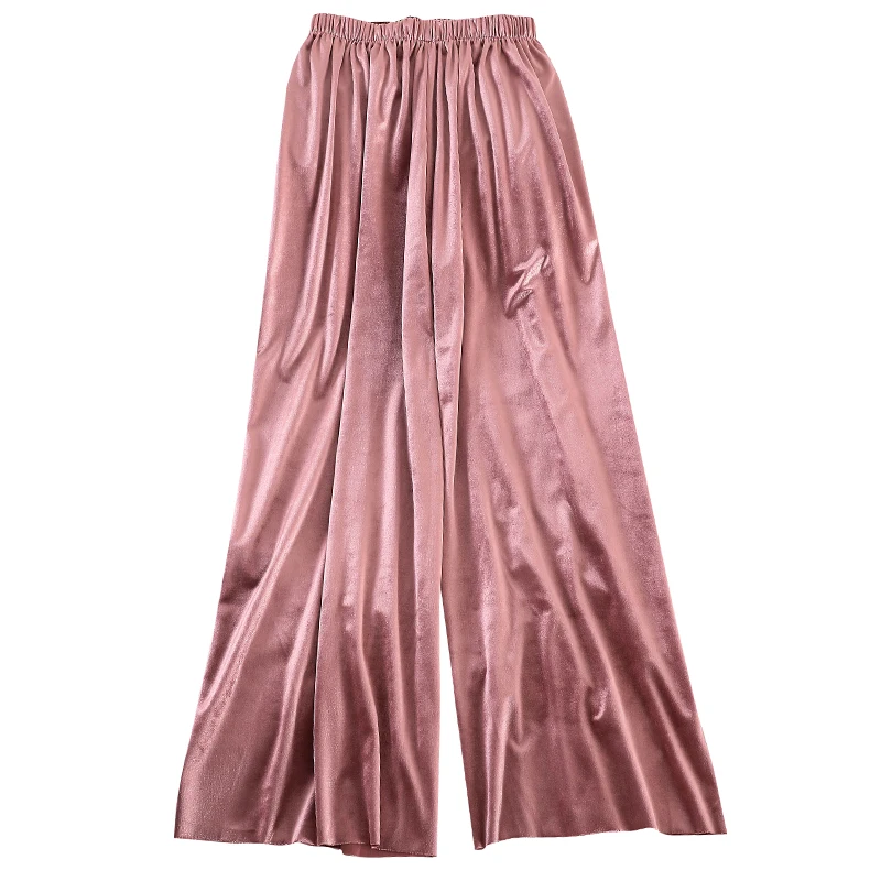 Neploe Velour Wide Leg Pants Female High Waist Stretch Loose Warm Long Pant Autumn Winter Women Casual Solid Trousers 54358